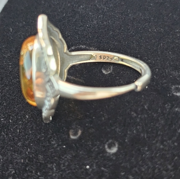 S925 Sterling Silver Natural Amber Stone - Picture 4 of 4